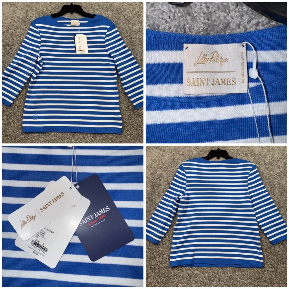 Lilly Pulitzer x Saint James Voissey Stripe Fine Gauge Knit Sweater Sz XXS NEW - Picture 1 of 10